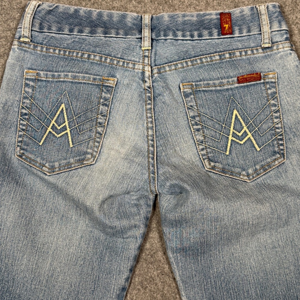 7 For All Mankind A Pocket Bootcut Jeans Light Wash Raw Hem U130121U Size 28